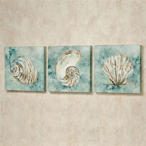 Sea Ts Seashell Coastal Canvas Wall Art Set