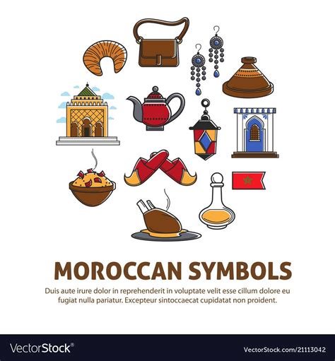 moroccan symbols promo poster with cultural vector image moroccan art illustrated map