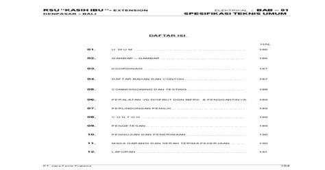 Contoh Rks Elektrikal 01 Spesifikasi Teknis Umum Pdf Document
