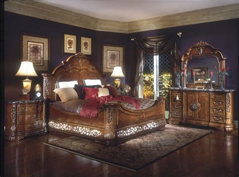The set includes king bed, 2 nightstands, dresser with mirror. Michael Amini Bedroom Furniture | Excelsior Bedroom Furniture