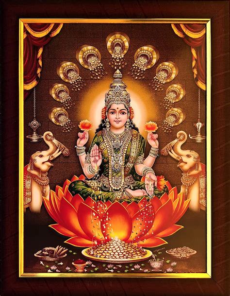 Buy Garuda Photos Dhana Laskhmi Devi Wooden Photo Frame Goddess God Lakshmi Laxmi
