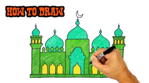 How To Draw Masjid Step By Step Mosque Drawing Very Easy Youtube