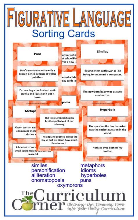 Calque is translation by parts: Figurative Language Cards - The Curriculum Corner 4-5-6