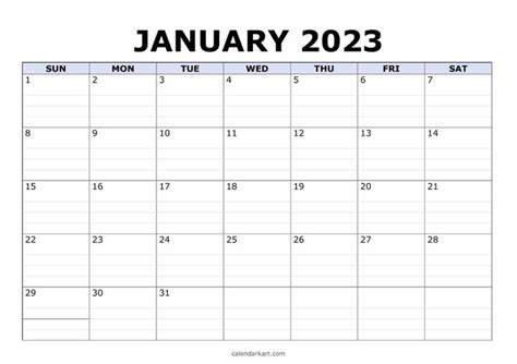 Free Printable January 2023 Calendar 6 Pages January Calendar