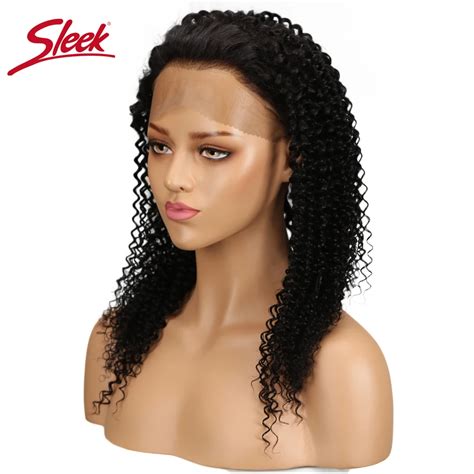 Sleek Curly 360 Frontal Human Hair Wigs For Black Women 10 24 Brazilian Remy Hair Natural Color