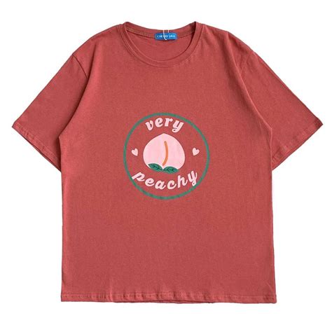 Itgirl Shop Sweet Very Peachy Printed Oversized T Shirt Ropa
