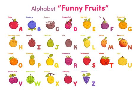 alphabet funny fruits funny fruit fruit illustration alphabet