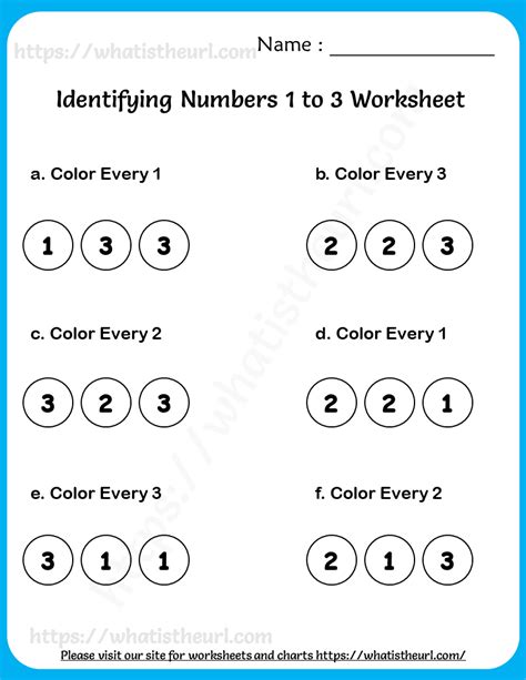 Identifying Numbers 1 To 3 Worksheet 7 Your Home Teacher