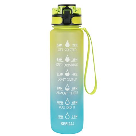 Azebo 32 Oz Motivational Water Bottle With Time Markertritan Bpa Free