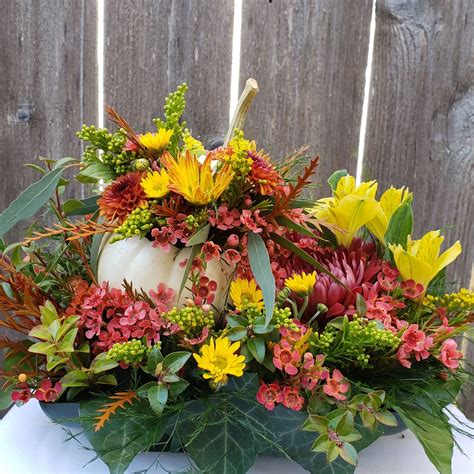 Fall Pumpkin Flower Arrangement In Olympia Wa Specialty Floral Design