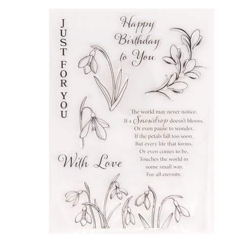 Just For You Happy Birthday Sentiment Greetings Clear Stamps For Cards