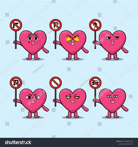 Cute Cartoon Lovely Heart Traffic Sign Stock Vector Royalty Free