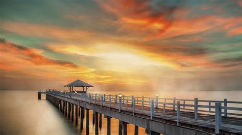 Wooden Pier Between Sunset In Phuket Thailand Windows 10 Spotlight