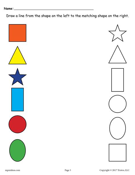 6 Shapes Matching Worksheets For Preschool And Toddlers Supplyme