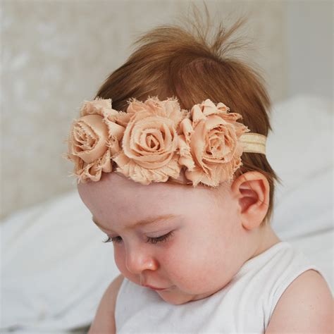 Queenmee Baby Flower Headband In Ivory And Beige Floral Hair Band Set