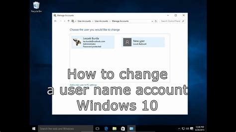 Username is the name that uniquely identifies a user on a computer. How to change user name account in Windows 10 - YouTube