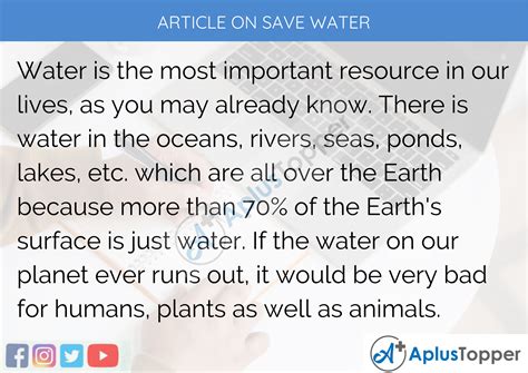 Article On Save Water 500 200 Words For Kids Children And Students In