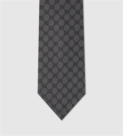 Gucci Gg Pattern Silk Tie In Grey Gray For Men Lyst