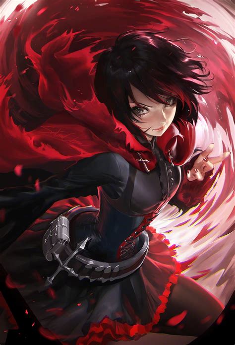 X Resolution Red Haired Female Anime Character Sakimichan Rwby Ruby Rose Hd
