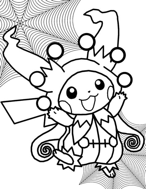 Pikachu And Halloween Pumpkin Coloring Page Free Printable Coloring