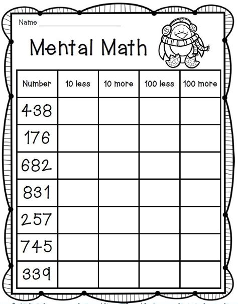 Mental Math Freebie 2nd Grade Math Maths 3e Learning Math Summer
