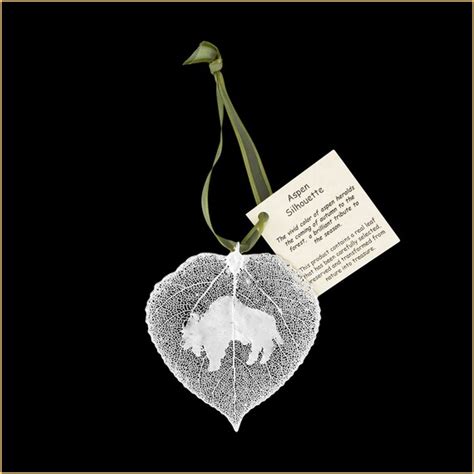 Real Aspen Leaf Dipped In Silver With Buffalo Silhouette