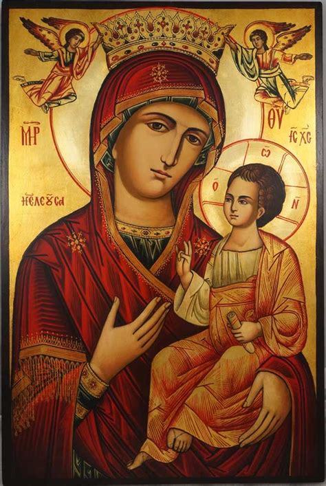 Virgin Mary Icon Panagia Handmade Greek Orthodox Icon Theotokos Mother Of God Byzantine Art