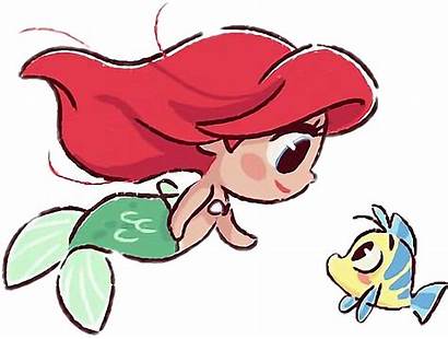 Ariel Disney Drawing Flounder Clipart Chibi Personagens