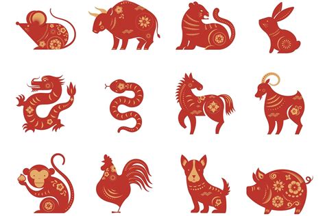 Chinese Horoscope Zodiac Animals Symbols Vector Image Reverasite
