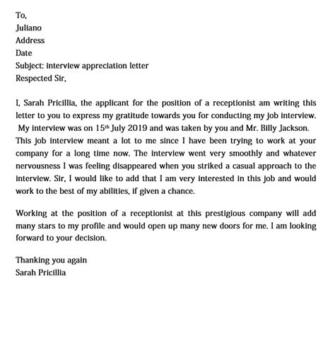 Thank You Letter Of Appreciation Examples