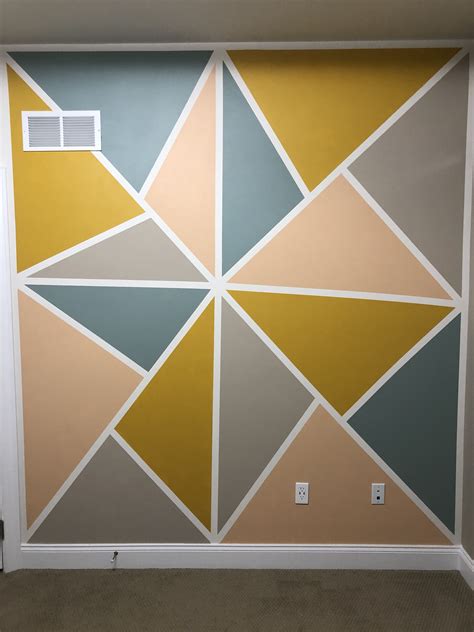 Study Room Wall With Geometric Triangles Wall Paint Designs
