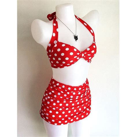 vintage inspired retro swimsuit 1950s style red polka dot two piece women swimwear bikini