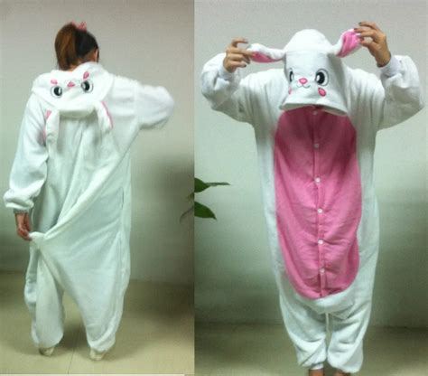 New Adult Animal White Rabbit Pajamas Sleepsuit Cosplay Pyjamas Unisex