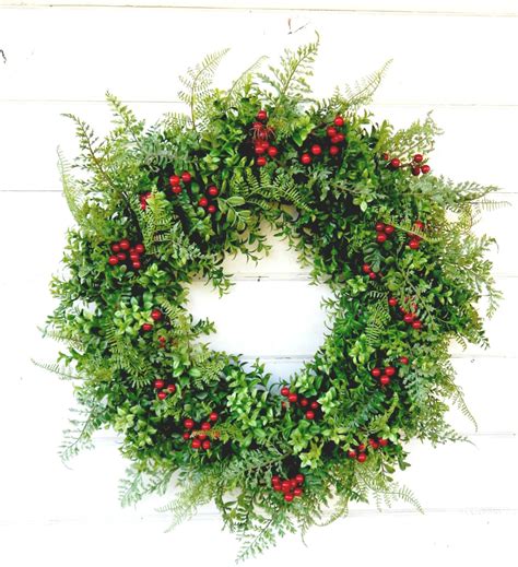 Christmas Boxwood Wreath Winter Door Wreath Holiday Etsy