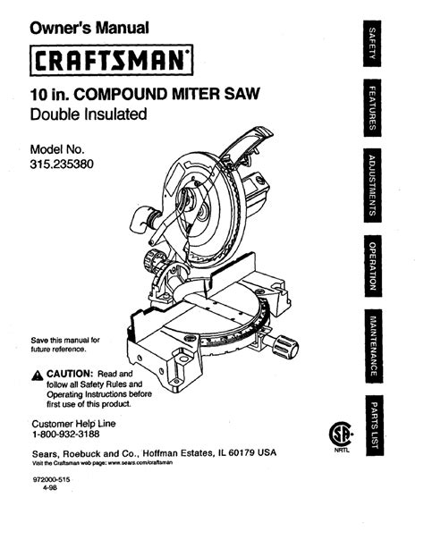 Craftsman 10 Compound Miter Saw Parts Reviewmotors Co