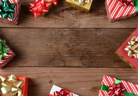 Expand_more для других, настоящее не важно. Rustic Wood Floor Christmas Presents | High-Quality ...