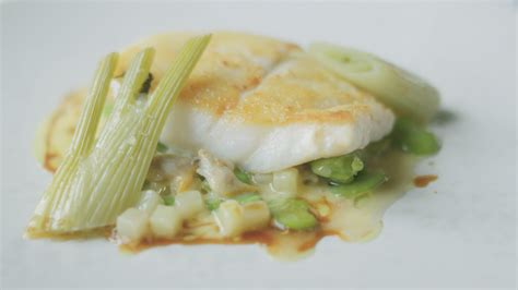 Roast Fillet Of Turbot English Peas Jersey Royal Potatoes And Cockles