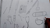how to draw medical instruments I medical supplies drawing - YouTube