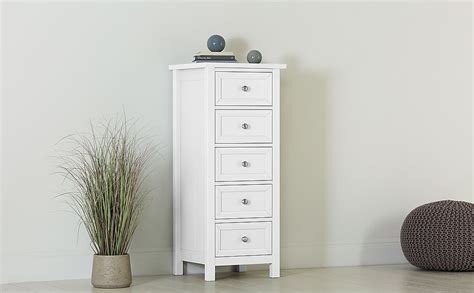 Nova Tall Narrow Drawer Chest Of Drawers Tallboy In White