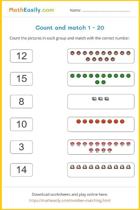 Online Counting Games For Kindergarten 1 20 Workheets