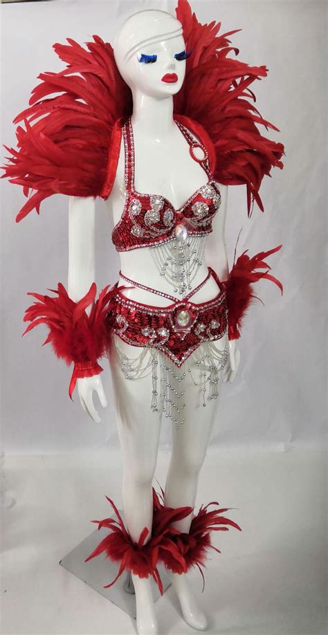 5pcs Las Vegas Showgirl Costume Sexy Burlesque Stage Show Clothing