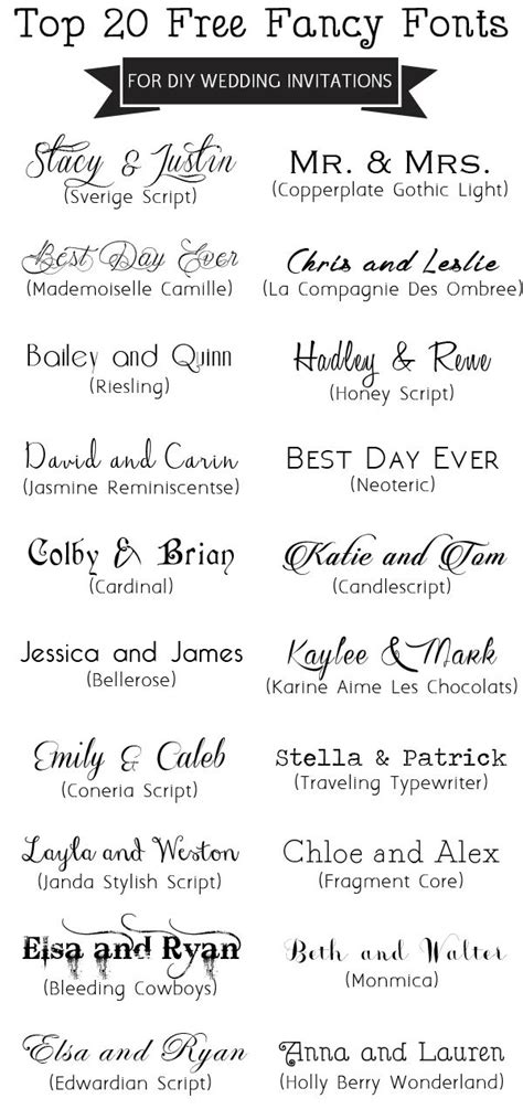 Top 20 Free Fancy Fonts For Diy Wedding Invitations Ewi Wedding
