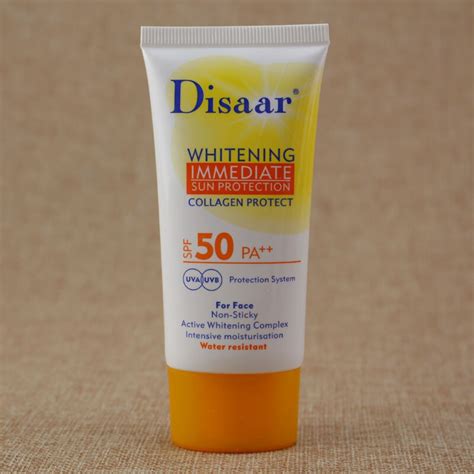 Honestly, the only reason for me to buy this has to be its really affordable all i know about it is that it is on the lower price range, like maybe 2 levels lower than innisfree, the face shop and skinfood. Disaar sunscreen cream SPF 50 ++ moisturizing skin protect ...