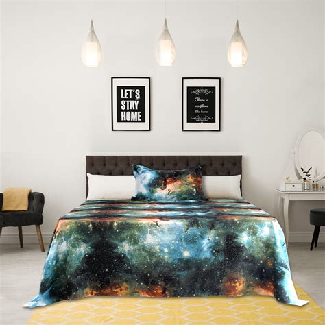 Piccocasa Soft Polyester 2 Piece Galaxy Bed Sheets Bedding Set Twin