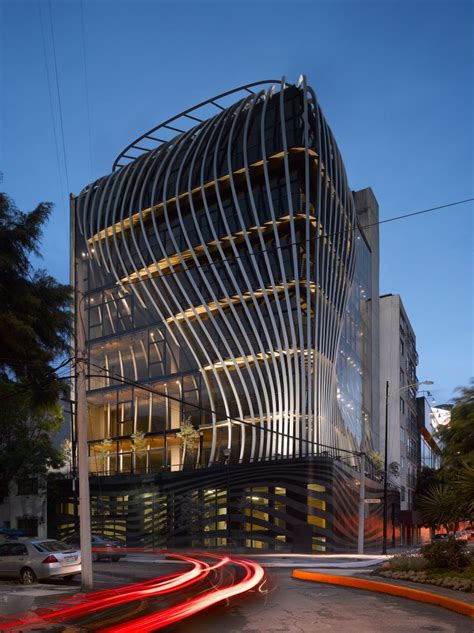 Aluminium Strips Curve Through Mexico City Building By Belzberg