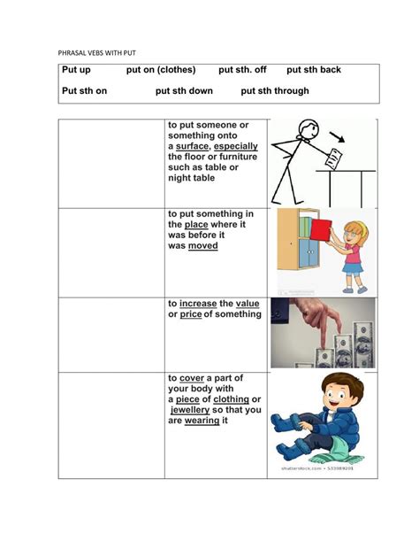 Phrasal Verbs Put Interactive Worksheet Common And Proper Nouns