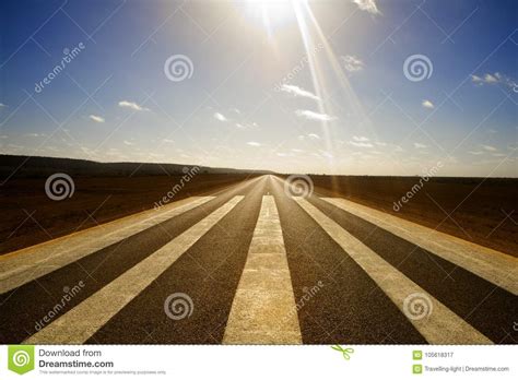 Long Straight Road And Runway Markings Stock Image - Image of western, runway: 105618317