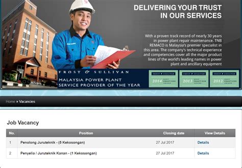 Jawatan kosong kosong terkini di malaysia dari syarikat terpercaya. Jawatan Kosong Terkini 2017 di TNB Repair and Maintenance ...