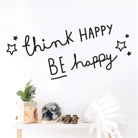 Think Happy Be Happy Inspiring Quotes Wall Sticker Home Decor Kids Room