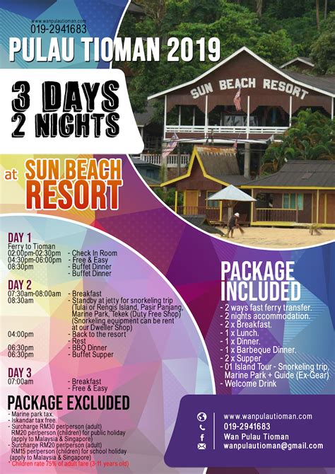 You can score even better deals when you add some tours or experiences to your vacation package. 2019 3 Days 2 Nights At Sun Beach Resort - Pulau Tioman ...